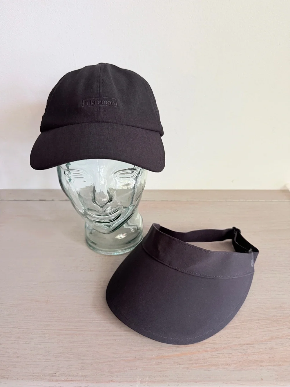 Lululemon Black Running Baseball Cap & Fast Paced Visor Set (lot 2) Adjustable